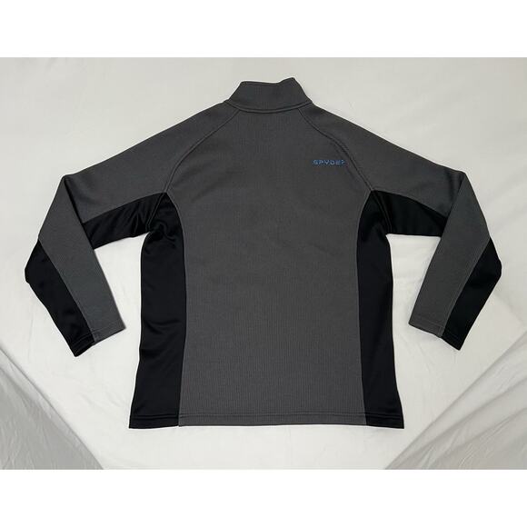 Spyder Gait Knit Sweater Men's XL Gray Black Blue Long Sleeve 1/4 Zip Polyester - Picture 9 of 10